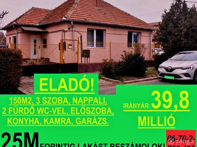 Eladó ház Szolnok, Meggyesitelep 150 nm