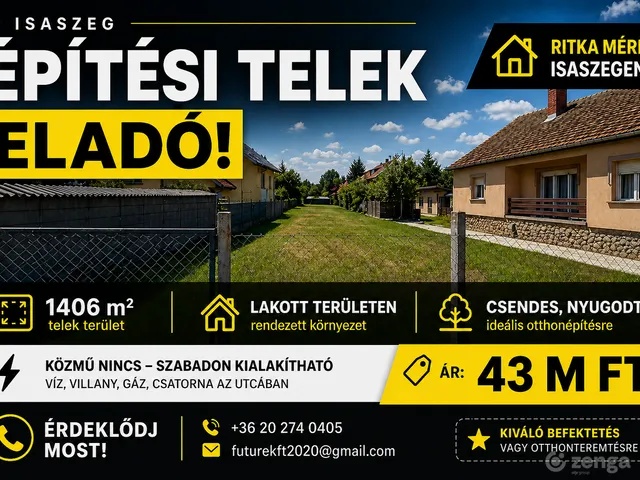 Eladó telek Isaszeg 1406 nm