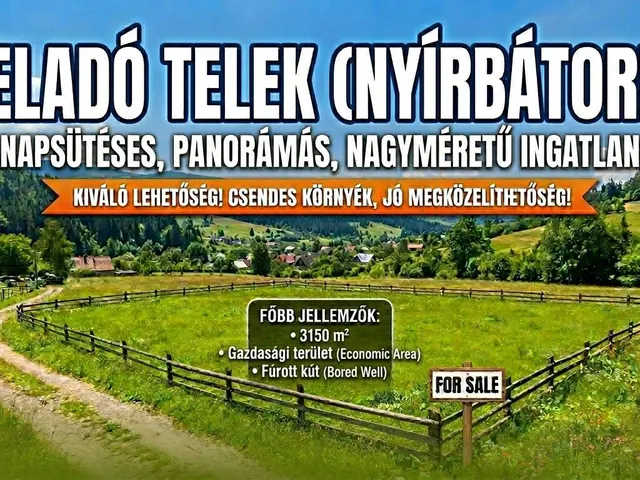 Eladó telek Nyírbátor 3150 nm