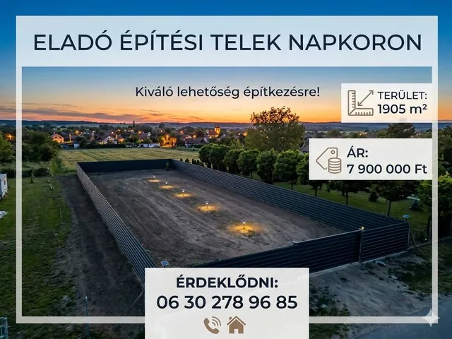 Eladó telek Napkor 900 nm
