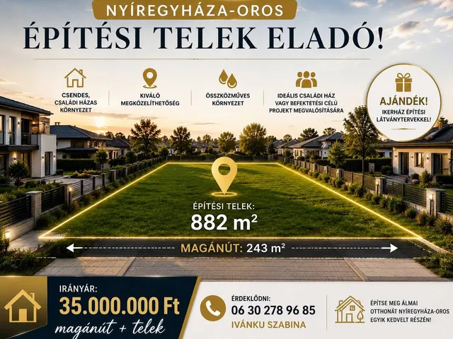 Eladó telek Nyíregyháza 882 nm