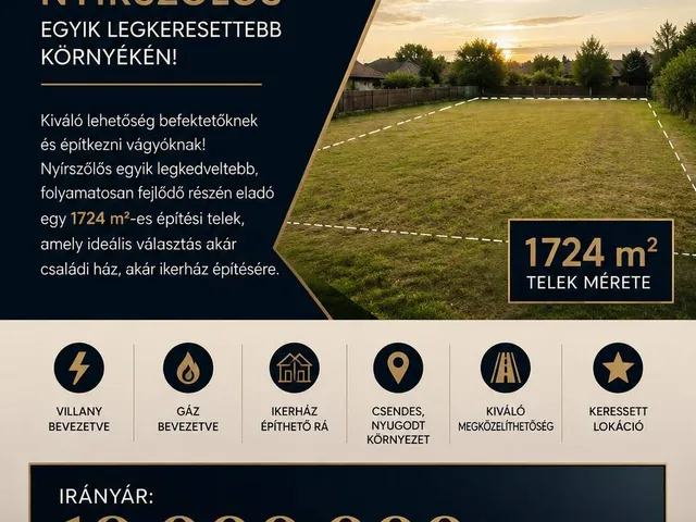 Eladó telek Nyíregyháza 1724 nm