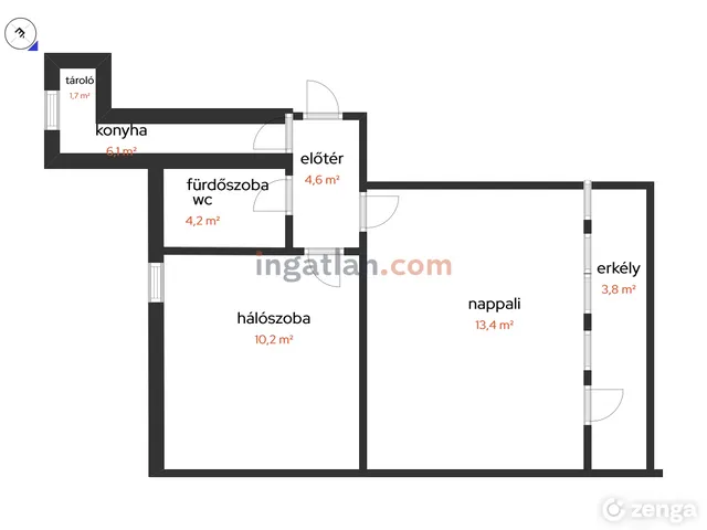 Eladó lakás Budapest XIII. kerület, Lőportárdűlő 42 nm