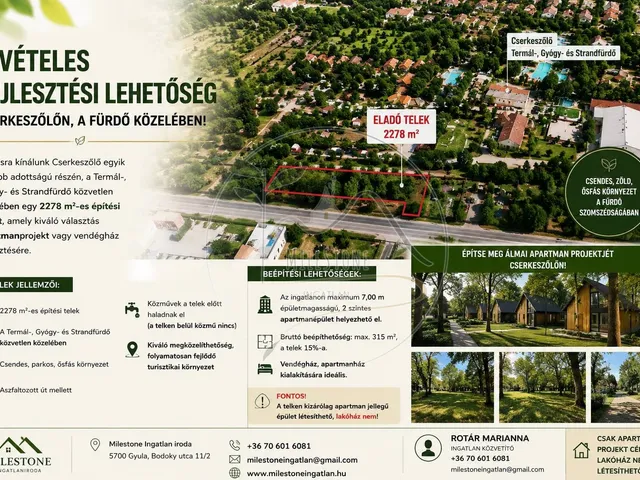 Eladó telek Cserkeszőlő 2278 nm