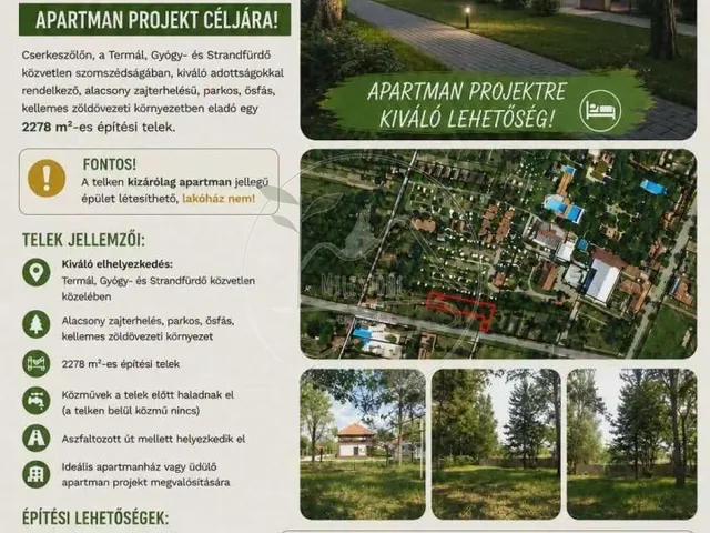 Eladó telek Cserkeszőlő 2278 nm