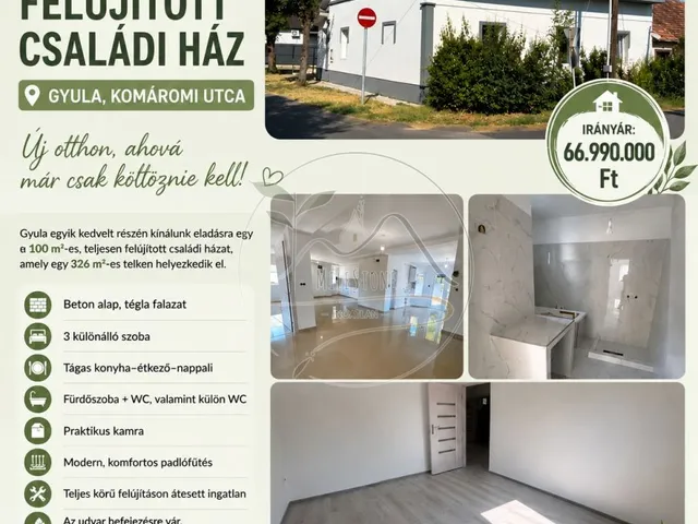 Eladó ház Gyula 100 nm