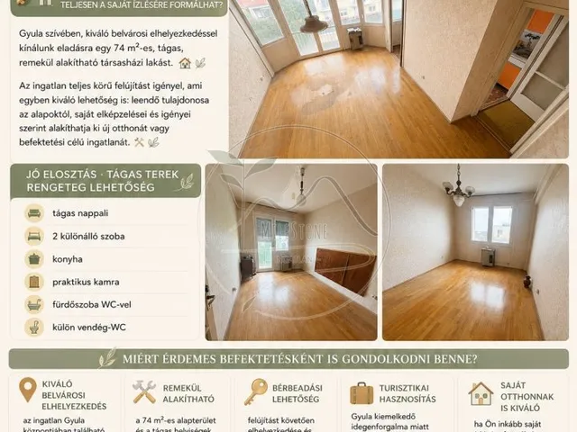 Eladó lakás Gyula 74 nm