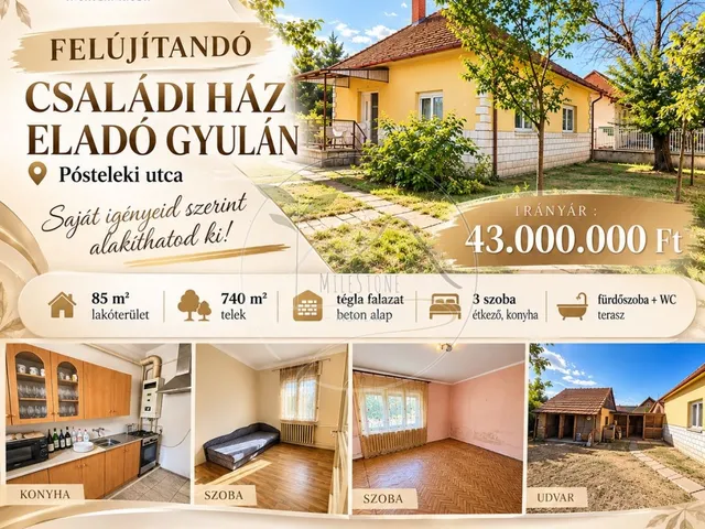 Eladó ház Gyula, Törökzug 85 nm
