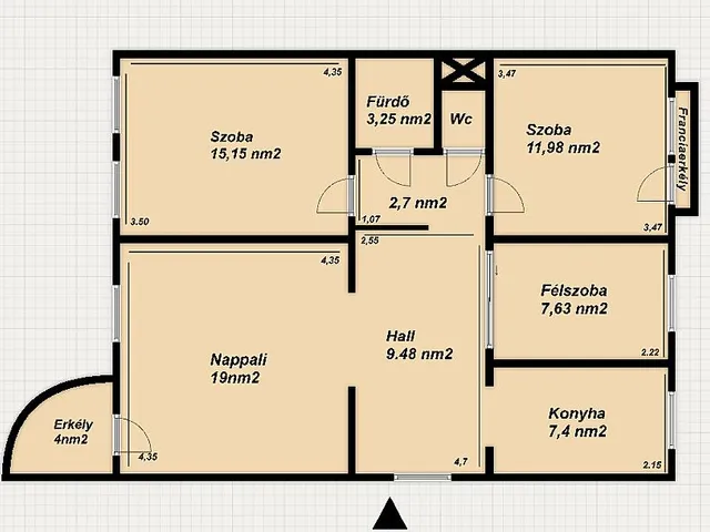 Eladó lakás Budapest IV. kerület, Káposztásmegyer 80 nm