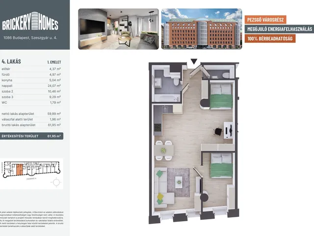 Eladó lakás Budapest VIII. kerület 61 nm