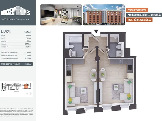 Eladó lakás Budapest VIII. kerület 56 nm