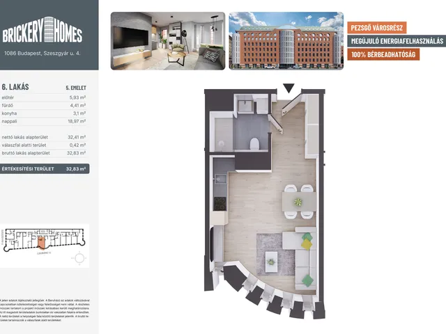 Eladó lakás Budapest VIII. kerület 32 nm