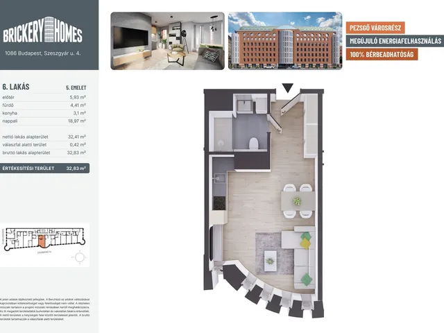 Eladó lakás Budapest VIII. kerület 32 nm