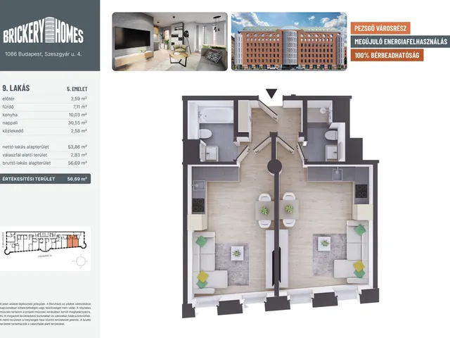 Eladó lakás Budapest VIII. kerület 56 nm