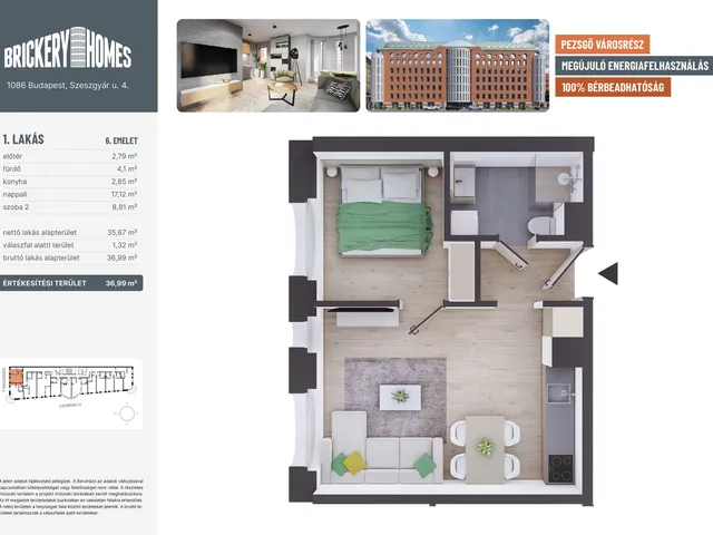 Eladó lakás Budapest VIII. kerület 35 nm