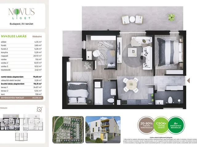 Eladó lakás Budapest XV. kerület 75 nm