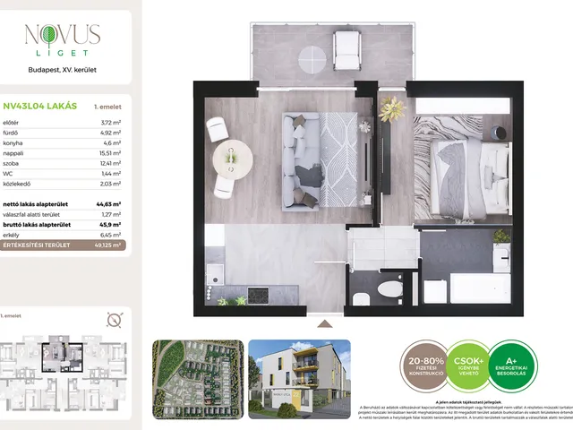 Eladó lakás Budapest XV. kerület 45 nm