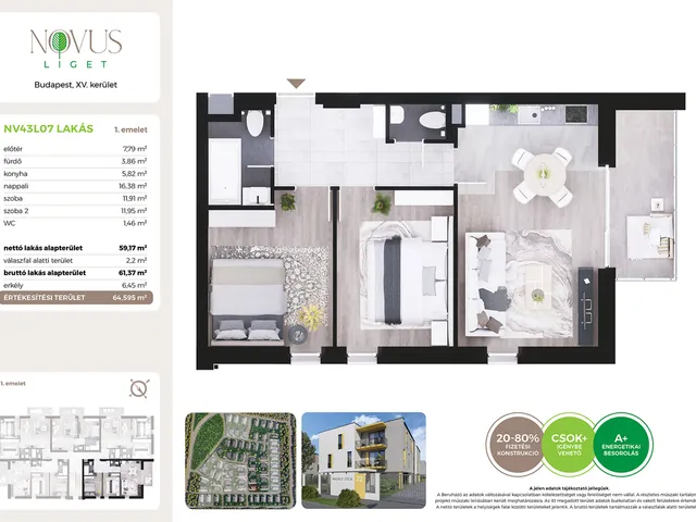 Eladó lakás Budapest XV. kerület 59 nm