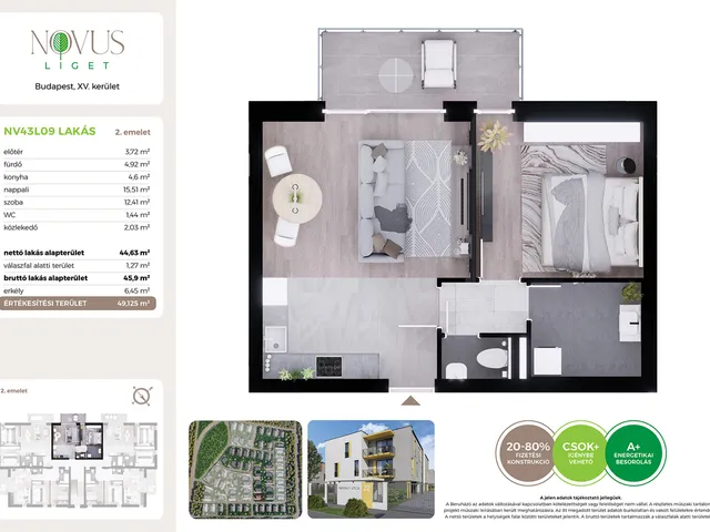 Eladó lakás Budapest XV. kerület 45 nm