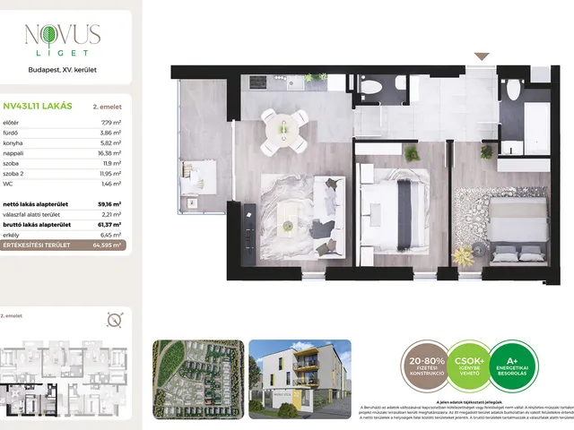 Eladó lakás Budapest XV. kerület 59 nm