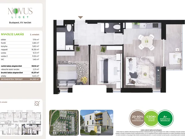 Eladó lakás Budapest XV. kerület 59 nm