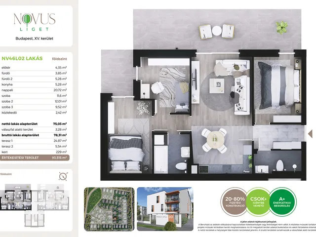 Eladó lakás Budapest XV. kerület 75 nm