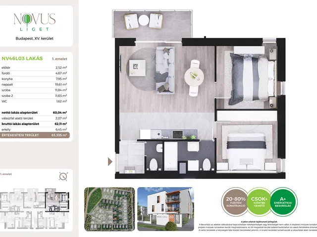 Eladó lakás Budapest XV. kerület 60 nm