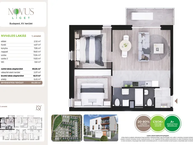 Eladó lakás Budapest XV. kerület 60 nm