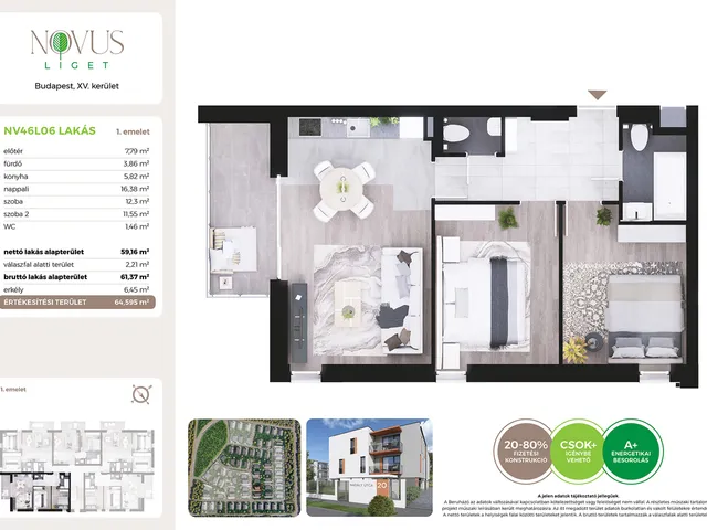 Eladó lakás Budapest XV. kerület 59 nm