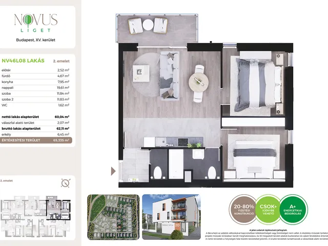 Eladó lakás Budapest XV. kerület 60 nm