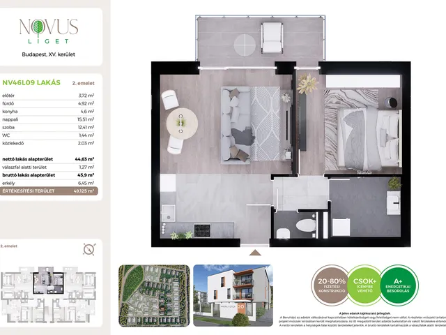 Eladó lakás Budapest XV. kerület 45 nm