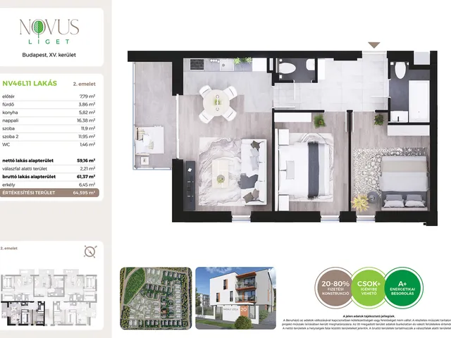 Eladó lakás Budapest XV. kerület 59 nm