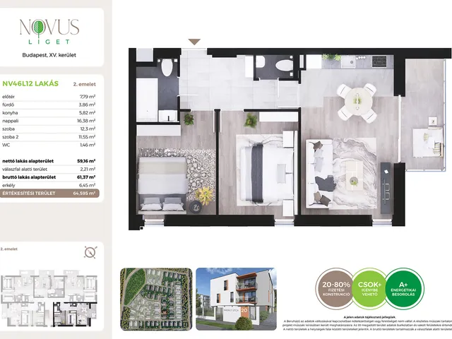 Eladó lakás Budapest XV. kerület 59 nm