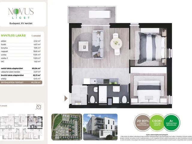 Eladó lakás Budapest XV. kerület 60 nm