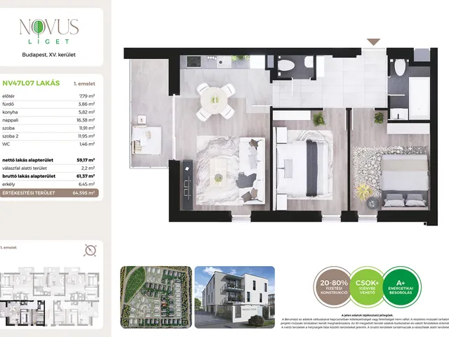 Eladó lakás Budapest XV. kerület 59 nm