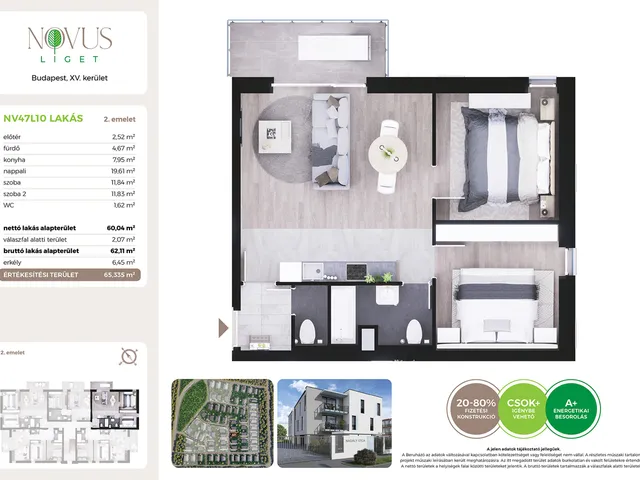 Eladó lakás Budapest XV. kerület, Kékszilva utca 2. 60 nm