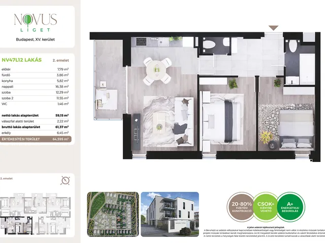 Eladó lakás Budapest XV. kerület 59 nm