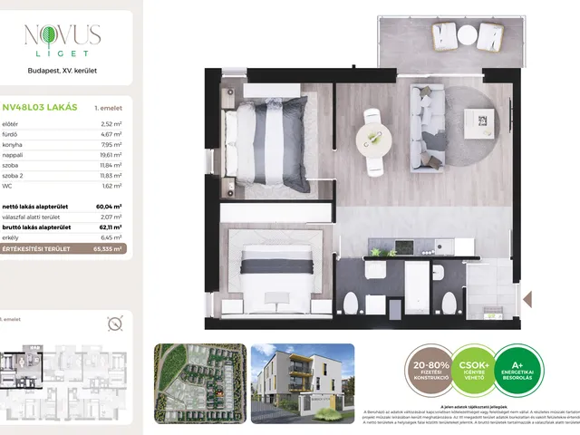 Eladó lakás Budapest XV. kerület 60 nm