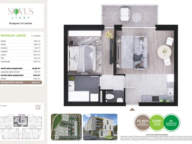 Eladó lakás Budapest XV. kerület 45 nm