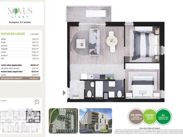 Eladó lakás Budapest XV. kerület 60 nm