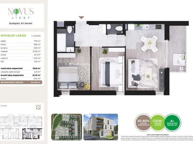 Eladó lakás Budapest XV. kerület 59 nm