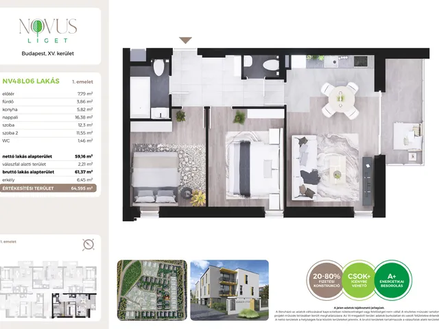 Eladó lakás Budapest XV. kerület 59 nm