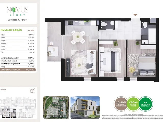 Eladó lakás Budapest XV. kerület 59 nm