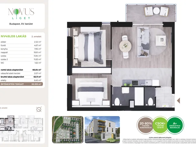 Eladó lakás Budapest XV. kerület 60 nm