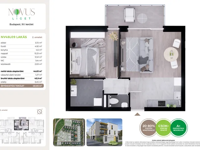 Eladó lakás Budapest XV. kerület 45 nm