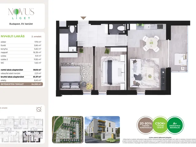 Eladó lakás Budapest XV. kerület 59 nm