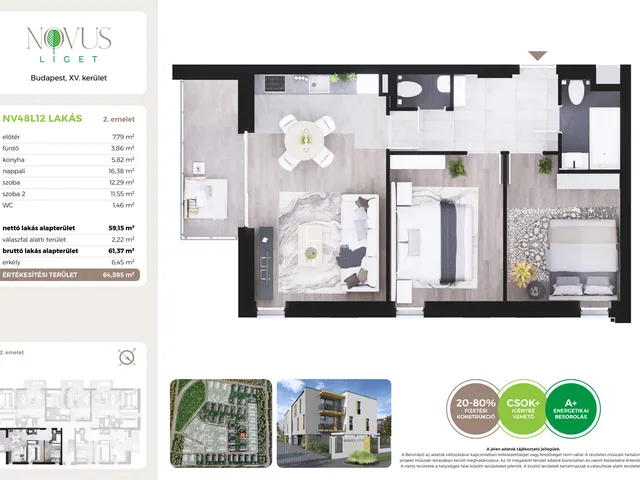 Eladó lakás Budapest XV. kerület 59 nm