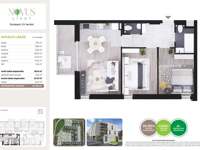 Eladó lakás Budapest XV. kerület 59 nm