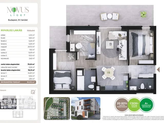 Eladó lakás Budapest XV. kerület 75 nm