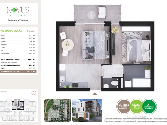 Eladó lakás Budapest XV. kerület 45 nm